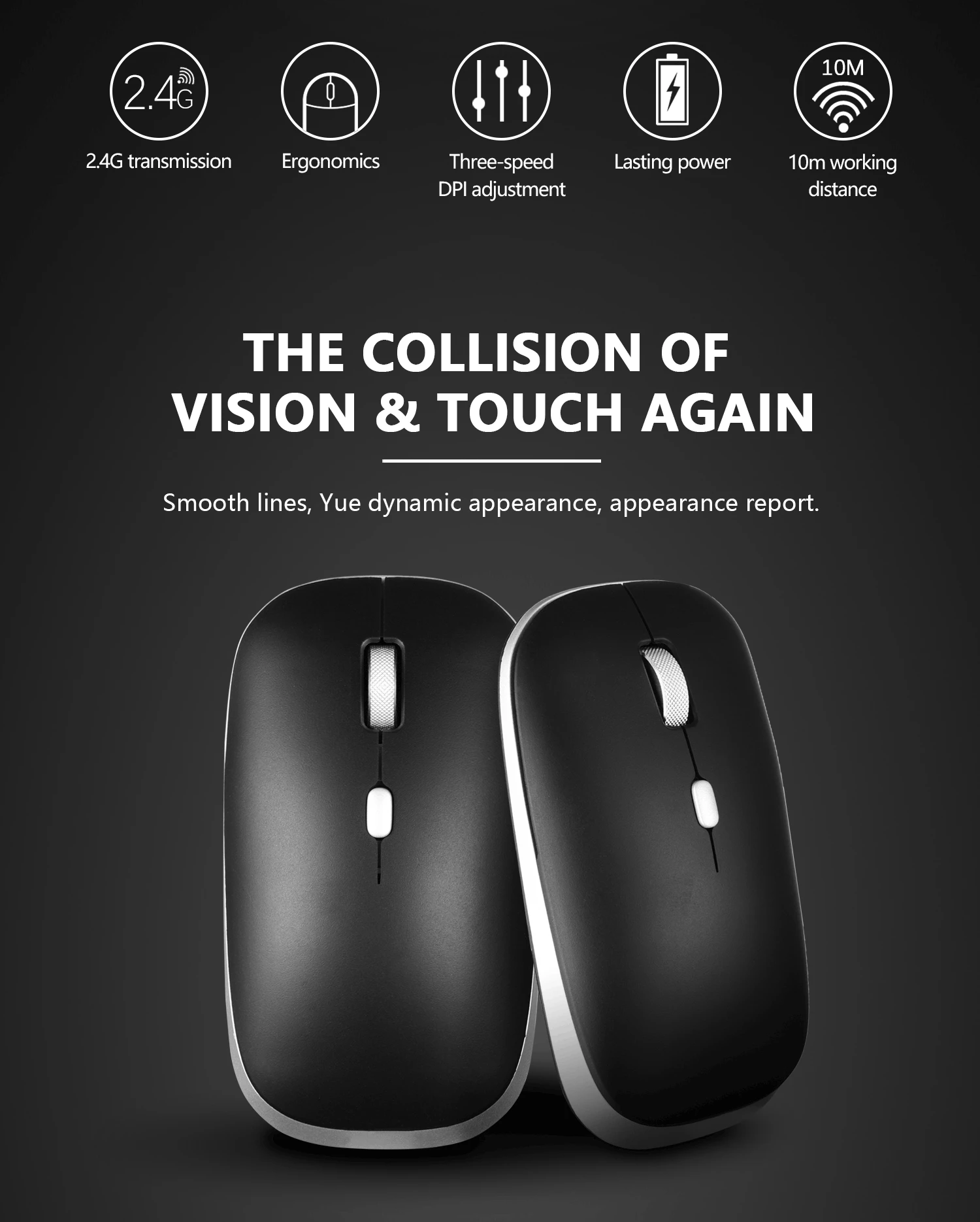 Wireless Computer Mouse, 2.4G Slim Portable Computer Mice with Nano Receiver for Notebook, PC, Laptop, MacBook wireless gaming mouse