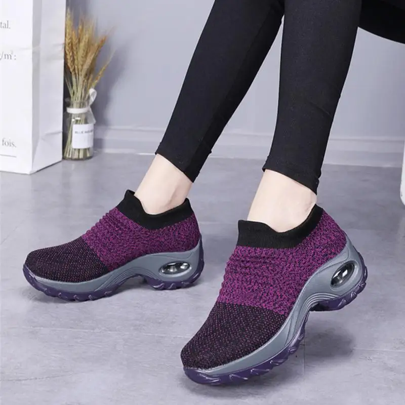 3 Colors Air Cushion 5cm Height Sock Shoes For Women Trainers Woven Air Permeability And Antislip Design With Sneaker Sock Shoe