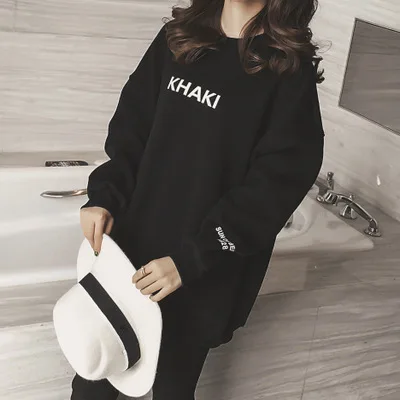

Casual Women Hoodies Sweatshirt Winter Solid Color Black Long Sleeve Hoodies