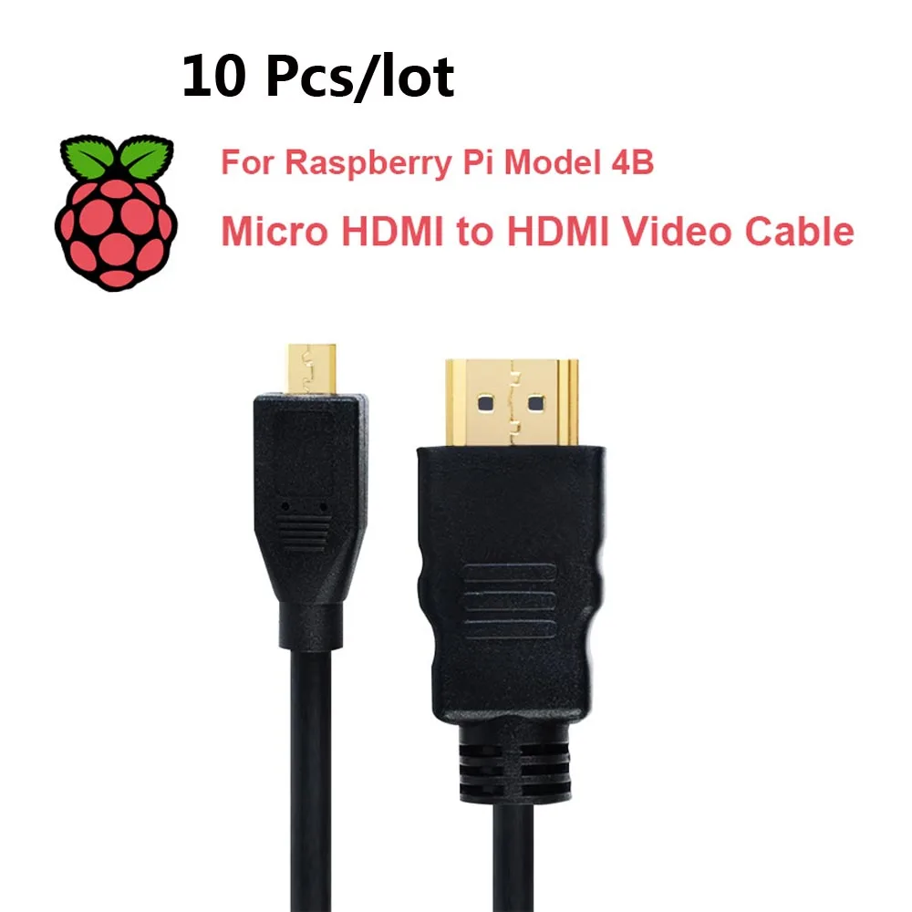 

10pcs Raspberry Pi 4B Micro HDMI to HDMI Video Cable Support 4K HDMI Adapter Cord for Tablet HDTV Android Phone Raspberry Pi 4B