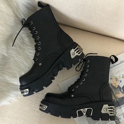 Botines de plataforma estilo Punk para botas de motocicleta, zapatos gruesos de moda, decoración Metal, AODLEE, envío directo|Botas el tobillo| - AliExpress