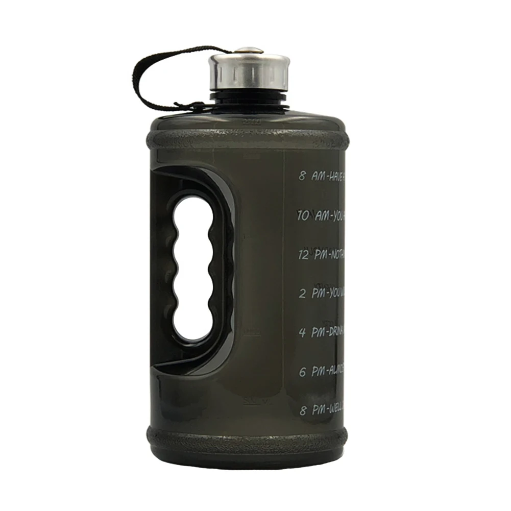 

Fitness Leakproof Workout Water Bottle PETG With Time Marker Camping Large Capacity Travel With Handle Drink Outdoor Sports