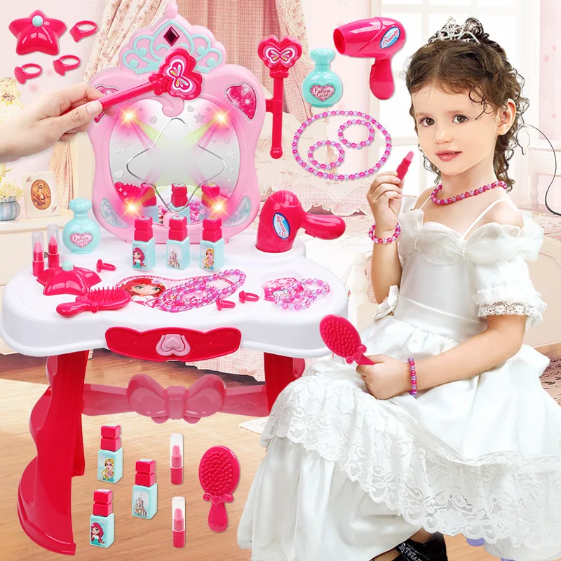 

Girl'S Dresser Makeup Table Goods Toy Small Ling Model Play House Set Children Princess Makeup Kit Girls