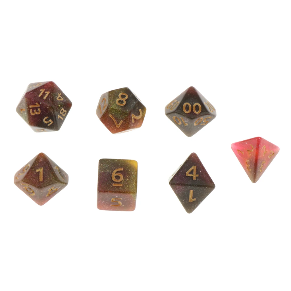 Pack of 7 Polyhedral Dices Table Board Games Party KTV for Dungeon and Dragons Polyhedral Dice Games DND Dice Set Kids Math Toys
