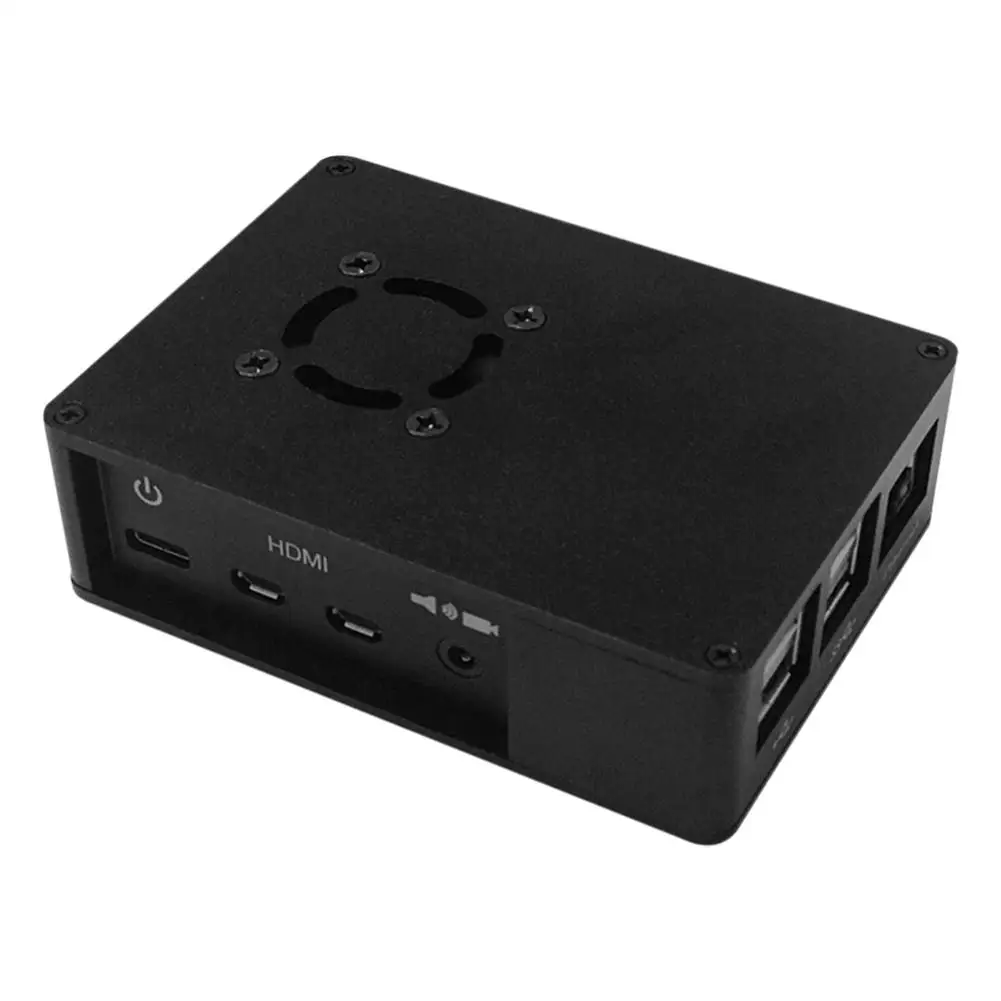 Aluminum Alloy Board MCU Box with Cooling Fan for Raspberry Pi 4th Generation Board Micro Case Shell