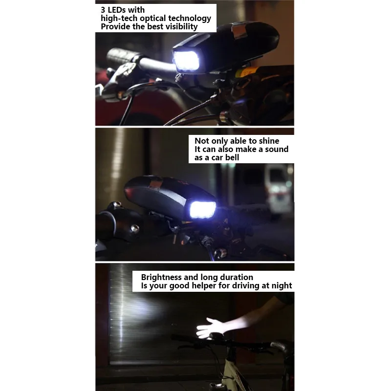 Универсальный 3 светодиодный велосипедный светильник универсальный белый с
