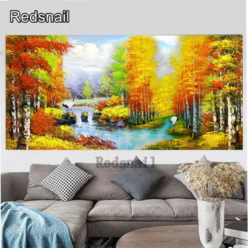 

Autumn tree pictures 5d diamond painting full novelty 2020 mosaic art diamond embroidery Birch new hot large aisle decor TT332