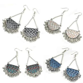 

2020 Ethnic Bohemia Style Semicircle Tassel Beaded Earrings For Women Tassel Beaded Dangle Earrings Boho Wave Drop Earrings