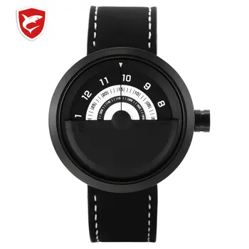 

SH423 Bonnethead Shark Sport Watch Yellow Men Relogio Masculino Rotate Contrast Crazy Horse Leather Wrist Creative Watches Clock