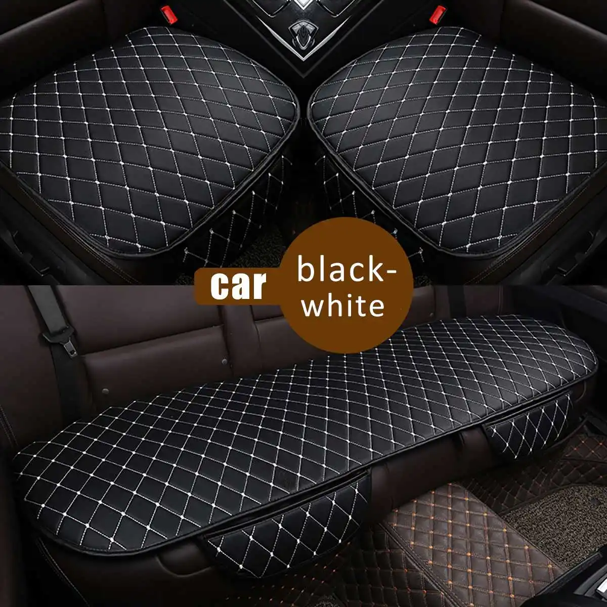 

3pcs Universal Leather Car Seat Cover Cushion Front Rear Backseat Chair Seat Protector Mat Pad Car Styling
