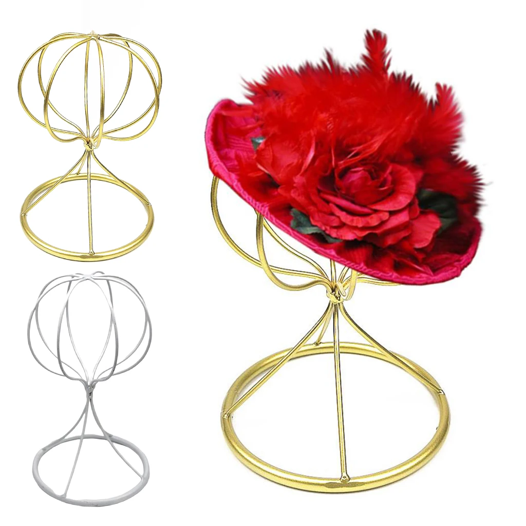 2pcs Balloon Style Metal Hat Helmet Holder Tabletop Wig Display Stand 22cm