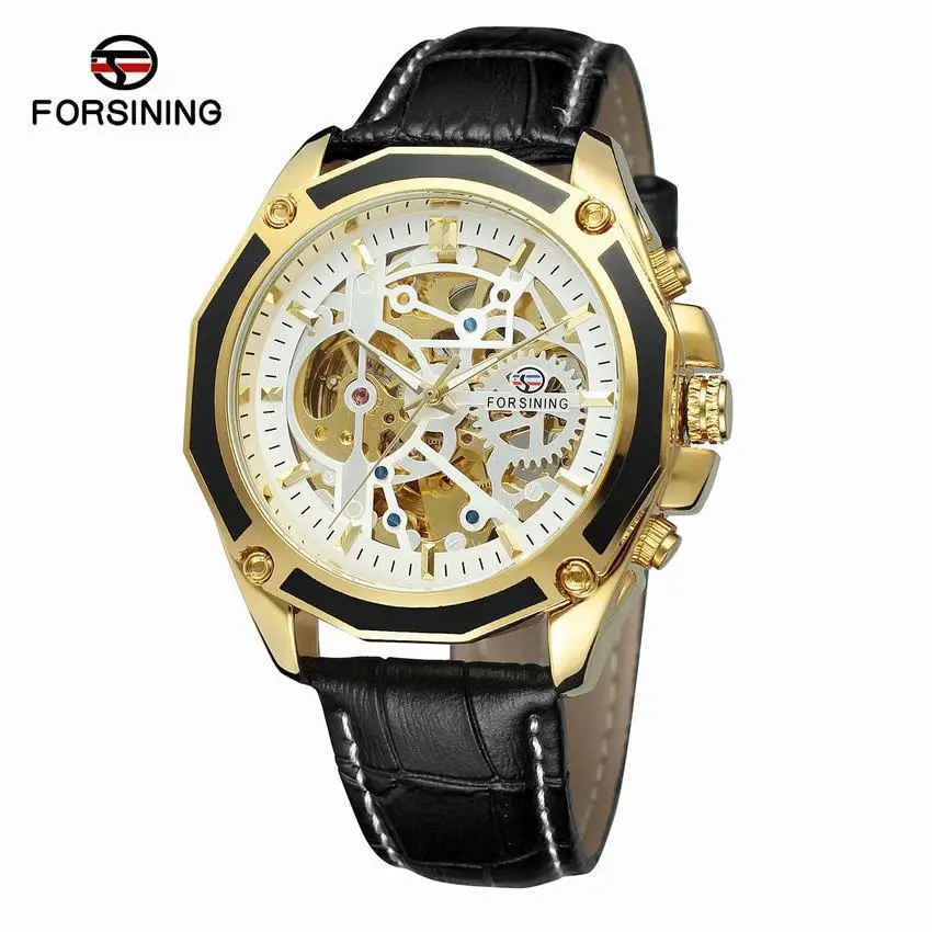 

Forsining Watch Brand Night Light Waterproof Hollow out Analog Watch MEN'S Watch Automatic Analog Watch