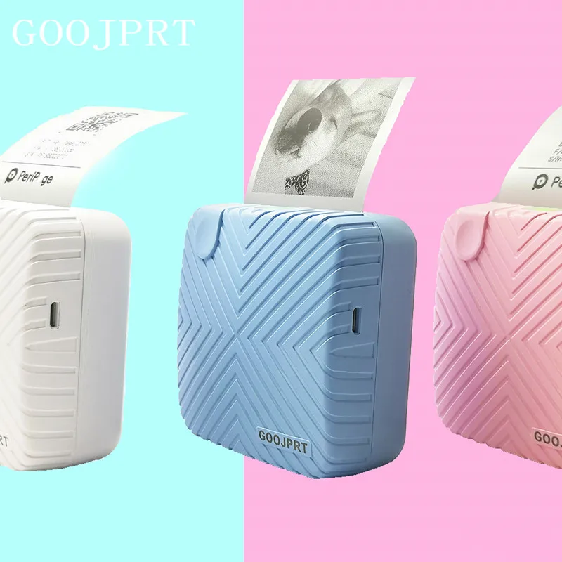 

GOOJPRT Cute Striped Thermal Bluetooth Printer Mobile Phone PC Palm Sized Photo Picture Printer Support Android iOS Ninos Regalo