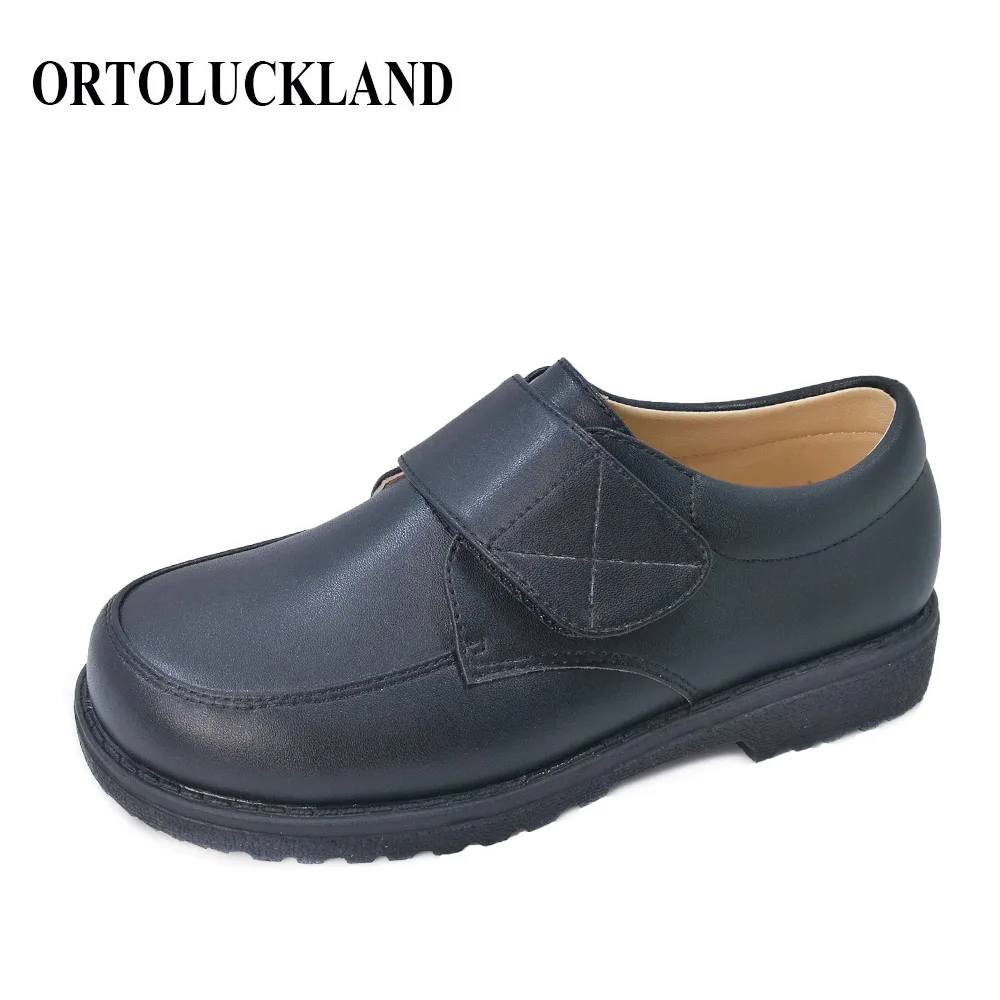 

Ortoluckland Children School Shoes British Boys Leather Orthopedic Flats Kids Wedding Party Teenager Black Moccasins Sandals