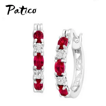 

Delicate Round 925 Sterling Silver AAA Clear Zircon Hoop Earrings For Women Oval Shaped Ear Hooks Dating Female Gift Jewelry