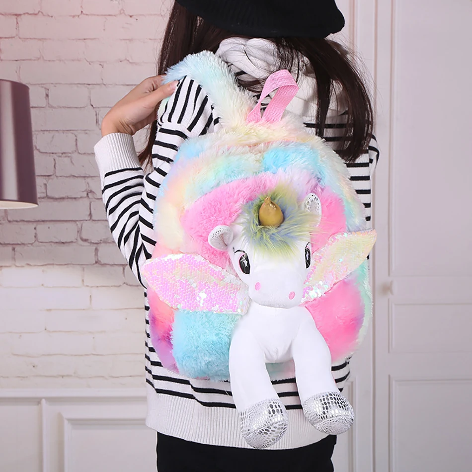Unicorns Cartoon School Book Bag Backpacks Cute Fashion 3D Fur Backpacks For Girls Travel Backpack Children 11 Hcc6324aa668243f580e95165d16c2bfdu