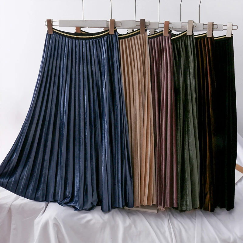 Mooirue осенние гофрированные длинные юбки разноцветные Свободные повседневные уличные юбки с высокой талией в винтажном Корейском стиле
