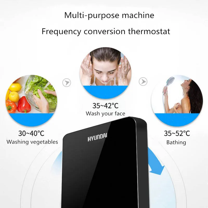 US $138.25 HYUNDAI SLA180 Instant Electric Water Heater Home Intelligent Constant Temperature And Rapid Heating Small Shower Bath Machine