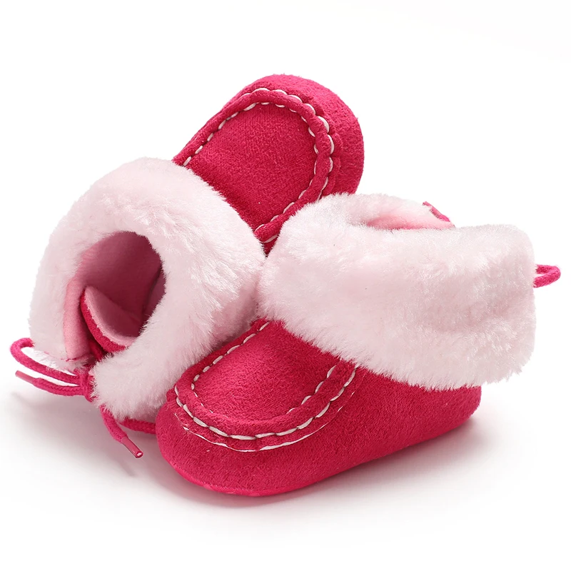 Детские сапоги для новорожденных девочек, кашемировые плюшевые зимние сапоги, мягкие яркие цвета, теплая обувь с завязками