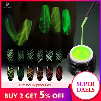 

SAVILAND Glow In The Dark Spider Gel Nail Art Rainbow Luminous Soak Off UV Painting Spider Gel Varnish Pulling Silk Creative