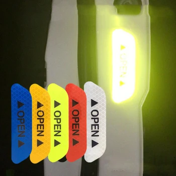 

4pcs Car Door Safety Anti-collision Warning Reflective Stickers OPEN Stickers