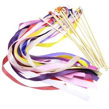 

New 24Pcs Wedding Ribbon Fairy Stick ic Bar Pull Flower Decoration Lawn Ribbon Sticks ic Wands Fairy Wedding Supplies