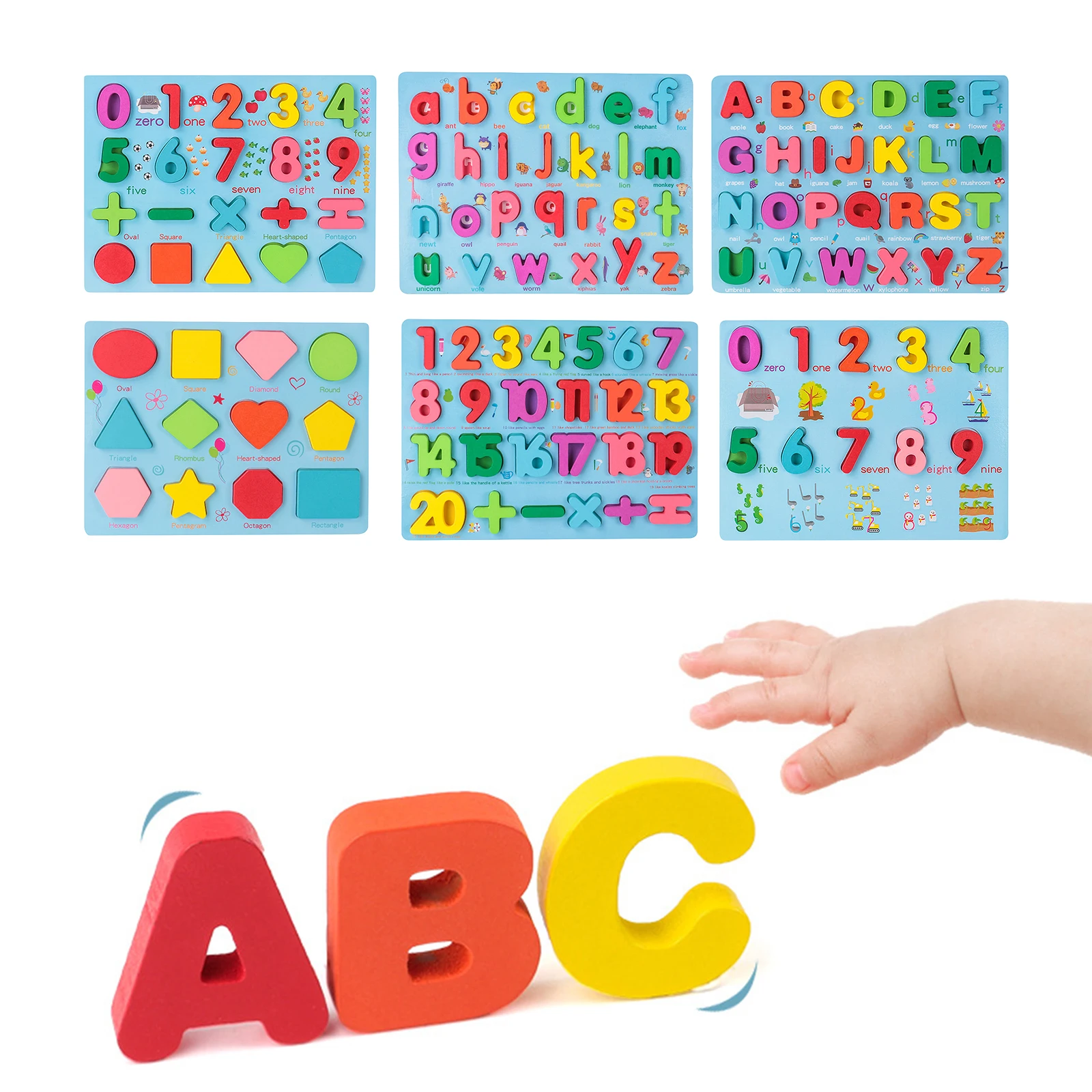 

Wood Number Letter Matching Board Multi-color Toy Xmas Present Develop Toys