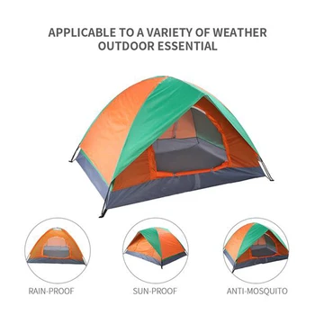 

2-Person Double Door Camping Dome Tent Orange Green