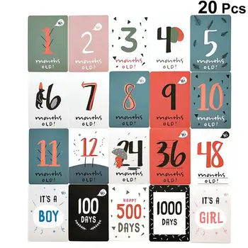 

20pcs Of One Set Creative Milestone Sticker Birth Month Number Birthday Card Paste Monthly Paste Decor For Baby Inafnt Newborn