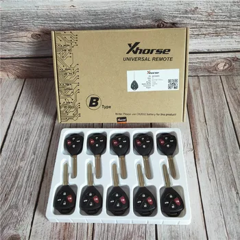 

10 pcs/Lot Xhorse XKTO02EN Wired Universal Remote Key for Toyota Style Flat 4 Buttons for VVDI2 VVDI Key Tool