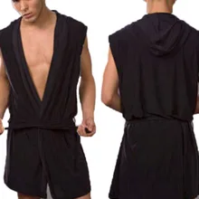 Новая мужская пижама банный халат с Короткие трусы мужские сексуальные пижамы Шелковая пижама hombre с капюшоном банный халат для мужчин