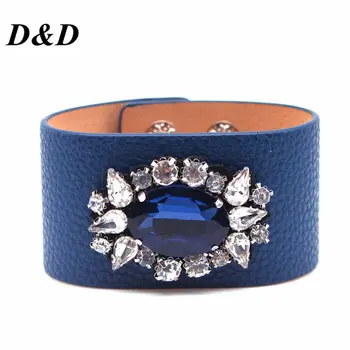 

The New Leather Bracelet Rhinestone Bracelet Charm Contracted And Generous Fashion Jewelry Bracelet Bangle