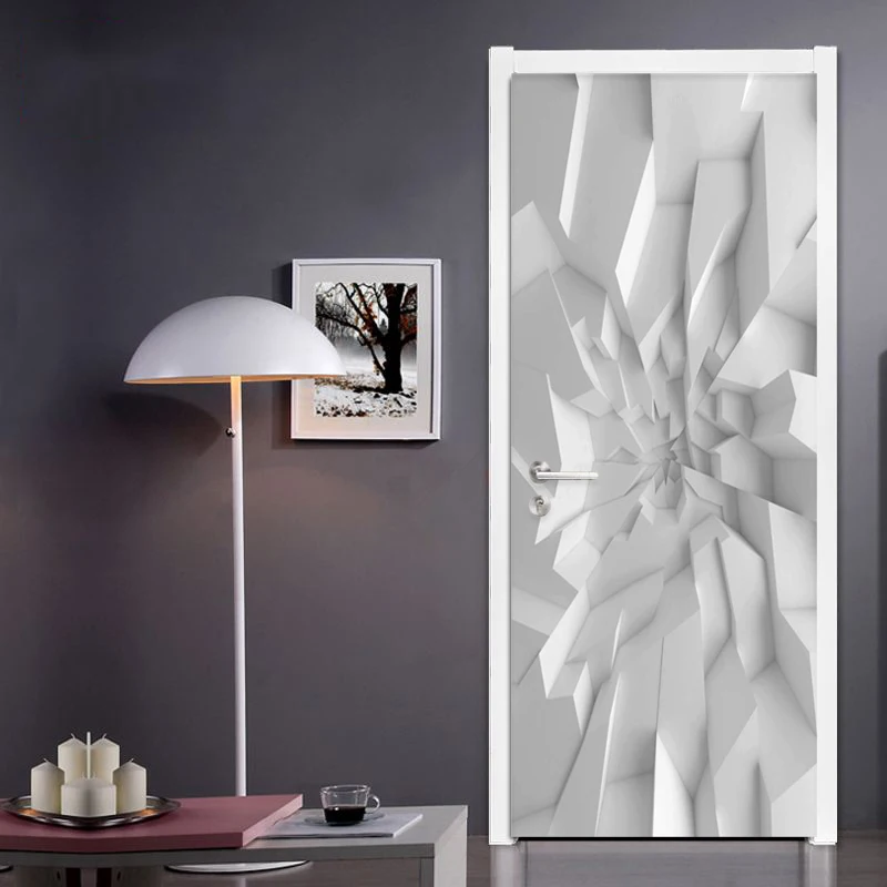 Современные 3D стерео геометрические обои, абстрактное искусство, наклейка на дверь, для гостиной, спальни, креативный DIY домашний плакат, ПВХ, водонепроницаемая наклейка