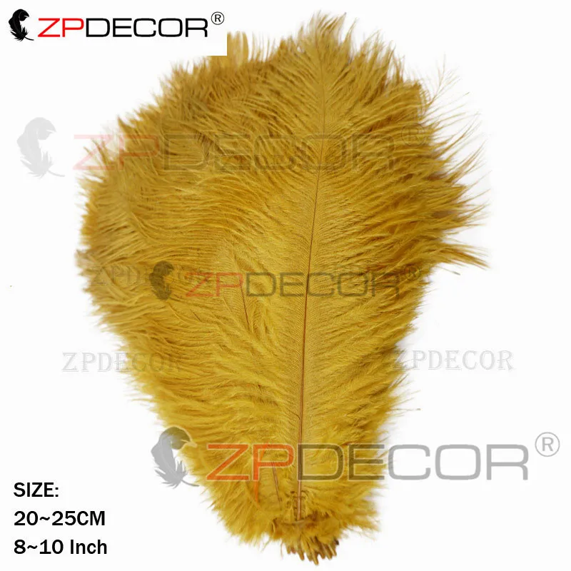 Золотистый ZPDECOR Красивые 20-25 см/8-10 дюймов страусиные перья для рукоделия ювелирных изделий для свадебной вечеринки - Цвет: Золотистый