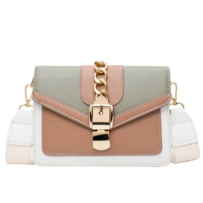 

Summer Women's 2020 Bag Single Shoulder Messenger BagNew Fashion Versatile Chain Wide Shoulder Small Fresh Texture Belt