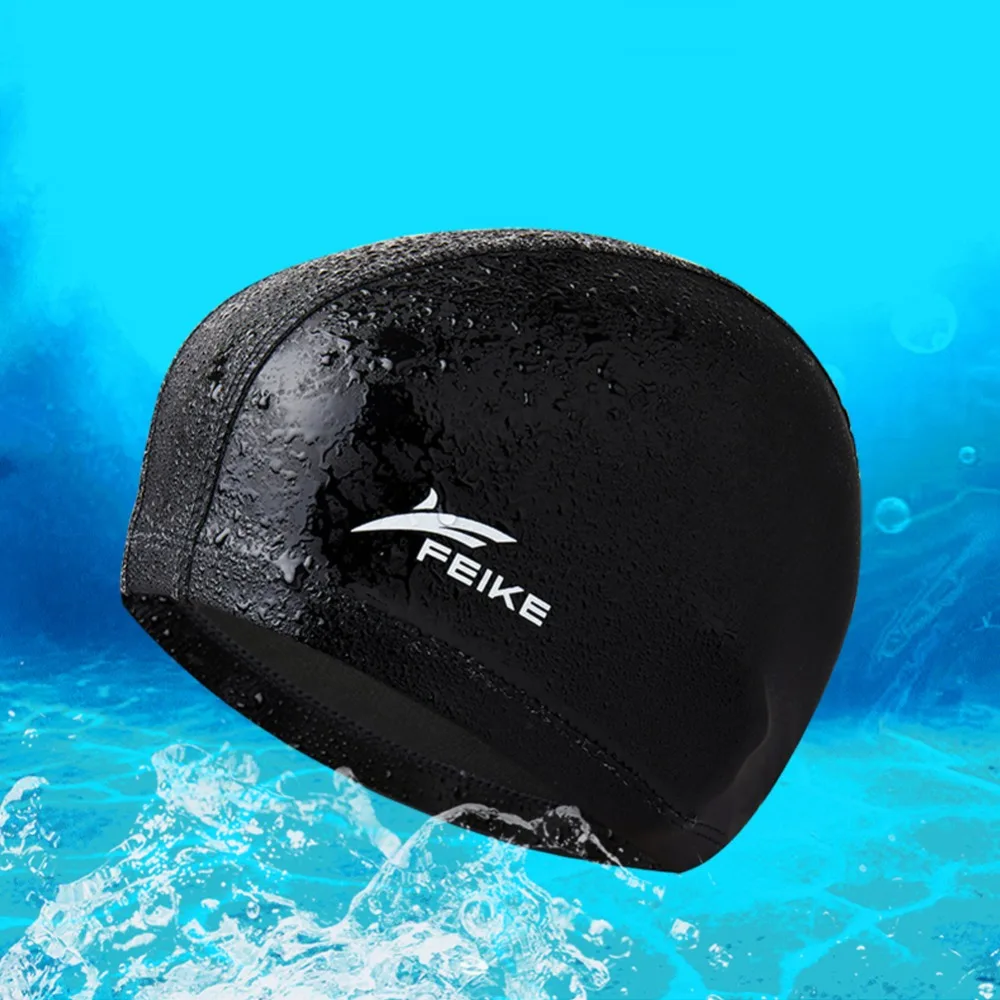 Эластичная водонепроницаемая шапочка для плавания из искусственной кожи для взрослых свободного размера, защитная шапка для длинных волос с ушками, спортивная шапка для плавания в бассейне, шапка для плавания, шапка для плавания s