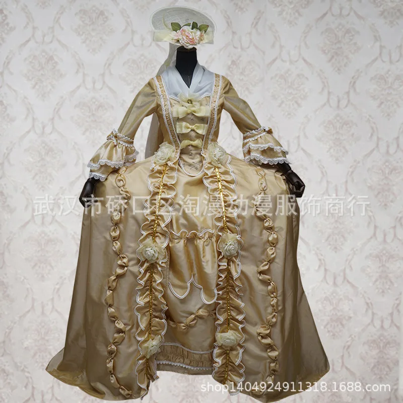 

Cosplaydiy Marie Antoinette Dress Rococo Dress With Hat Petticoat for Customer