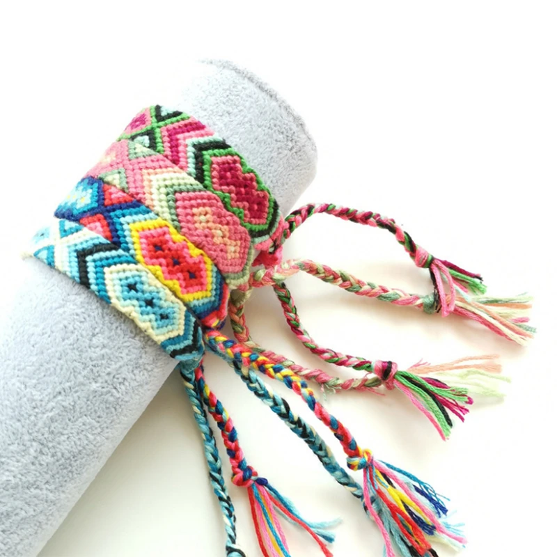 

Handmade Colorful Braided Woven Friendship Bracelet Thread Wrist Adjustable Bangle for Girls Women