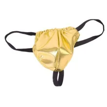 Men's Sexy Underwear Panties Briefs Artificial Patent Leather Elastic Stretch Thong T-back Jackstrap PU Low-rise Underpants