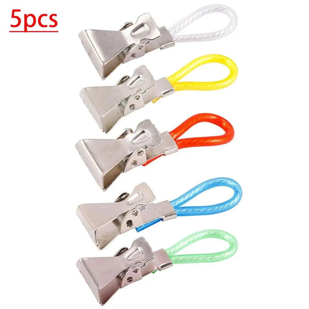 

5 Pcs Metal Towel Clip Convenient Bath Towel Clip Beach Towel Clip Plastic Color Rope Clip Home Daily Use 46 * 16mm