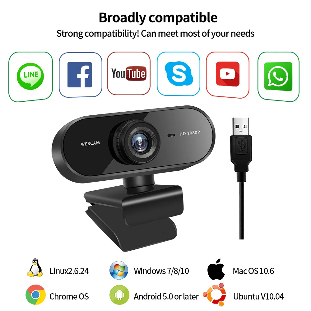 X9跨境现货1080P高清摄像头USB免驱视频会议网课摄像头HD camera