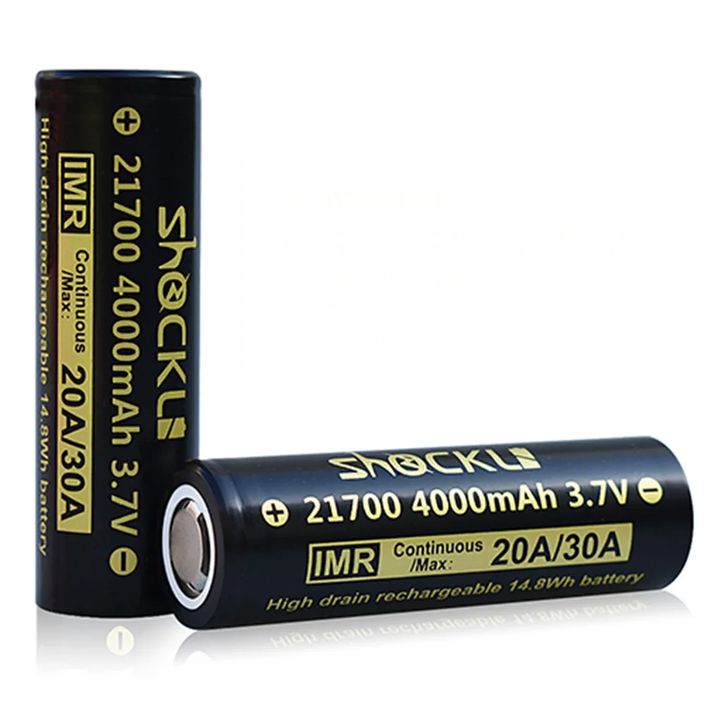 2 шт 3,7 V Shockli IMR 21700 аккумулятор 4000mAh 20A литий-ионная аккумуляторная батарея с плоским верхом чехол для фонарика
