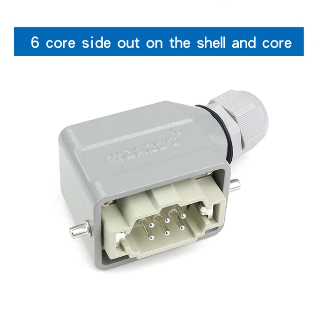 Rectangular heavy duty connector HE-06 core industrial waterproof ...