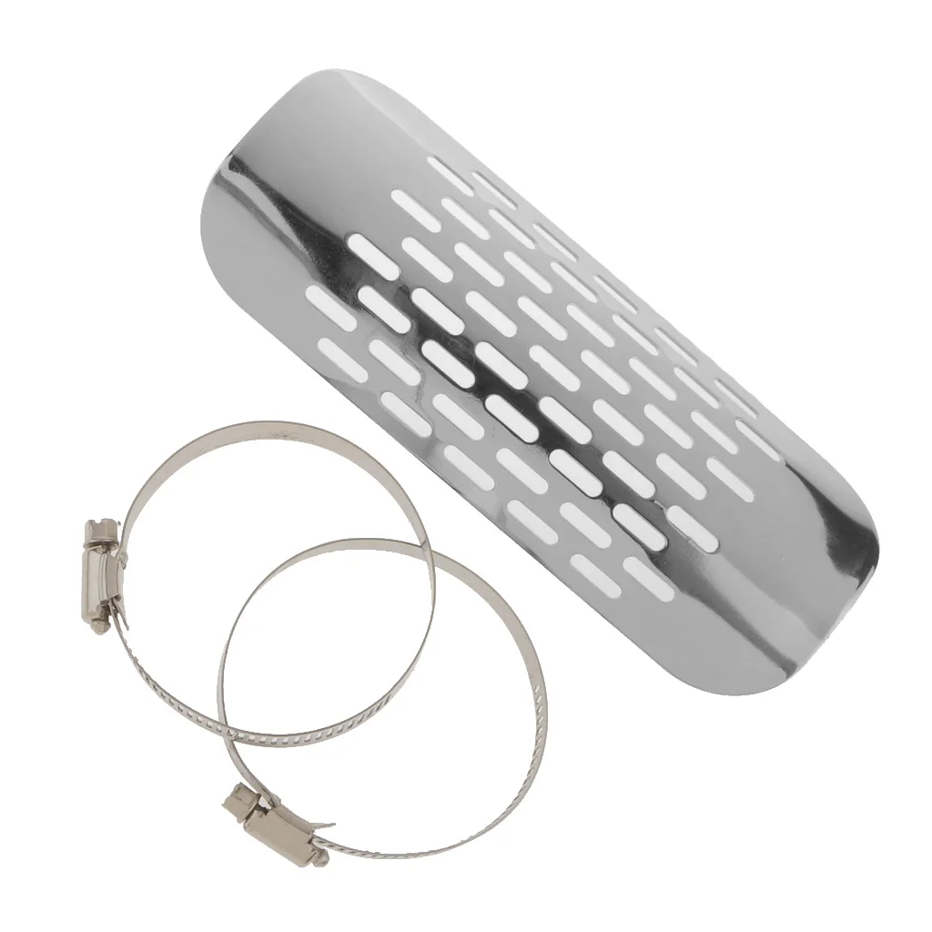Pierced Oval Exhaust Pipe Heat Shield Cover Guard For Harley Cruise White