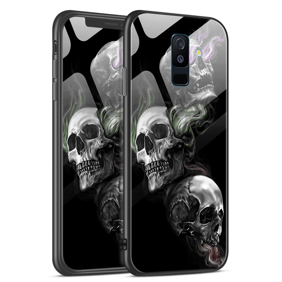 Для samsung Galaxy A6+ A8+ звездный узор из закаленного стекла жесткий чехол для Galaxy A6 A8 Plus полная защита ударопрочный корпус - Цвет: H125