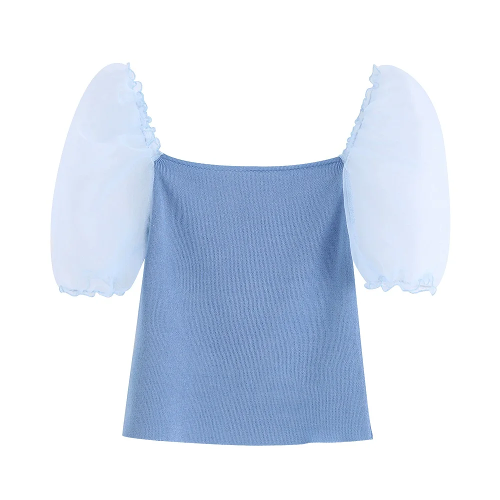 

New style French retro collar super-immortal design for summer women's wear in 2019 with sensory screen yarn stitching and fluff