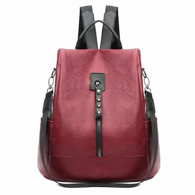 

Kajie 2019 Elegant Women Backpack High Quality Leather School Bags For Teenage Girls Bookbag Anti Theft Travel Bag Sac A Dos