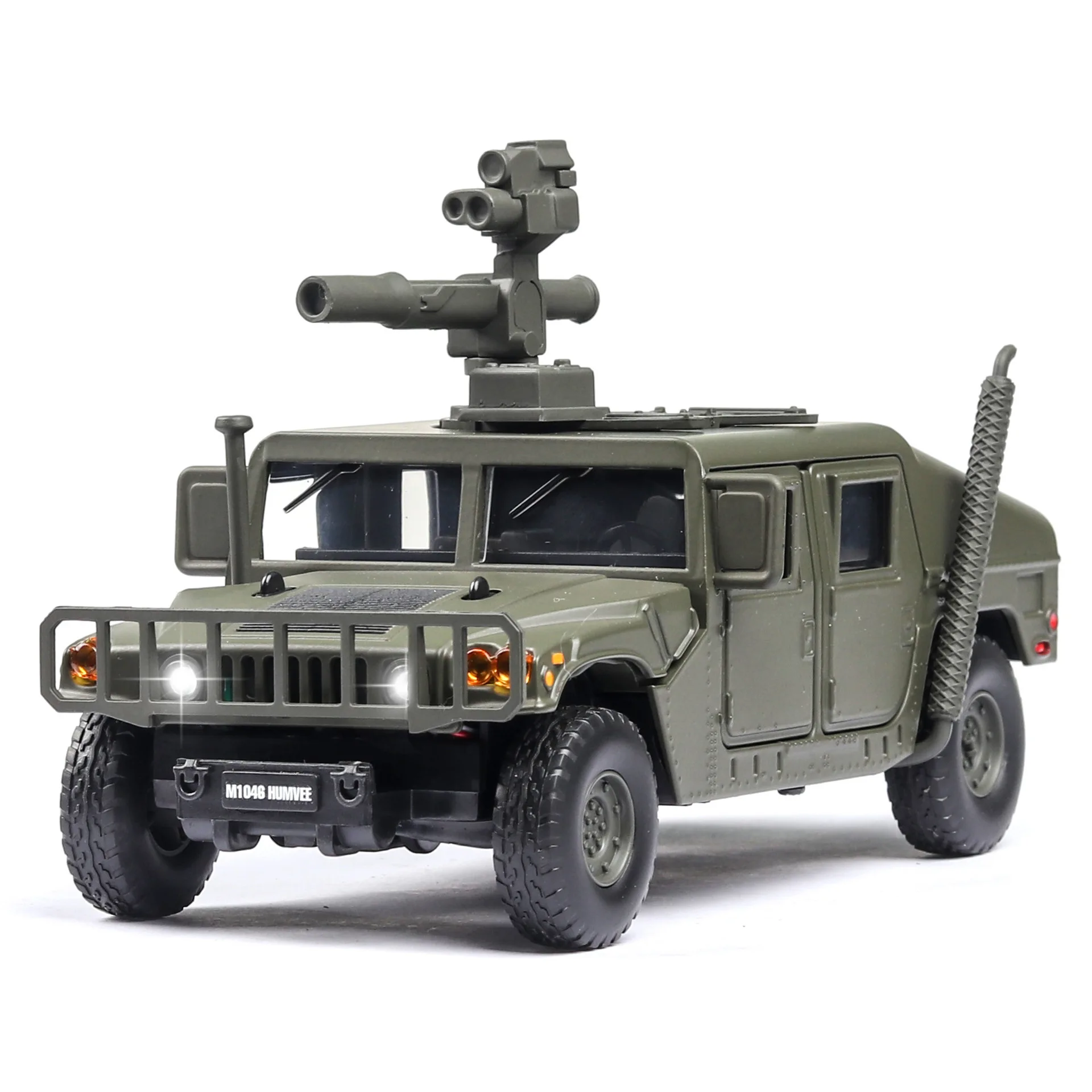 1:32 Hummer M1046 военная модель детский сплав Игрушечная модель детский звук и светильник игрушки - Цвет: Армейский зеленый