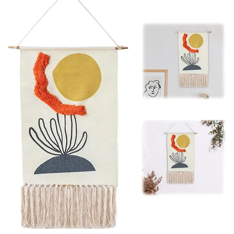 

Tapestry Tassels Macrame Cotton Wall Hanging Printing Woven Backdrop Art for Christmas Bedroom Living Room Decoration Tapestry