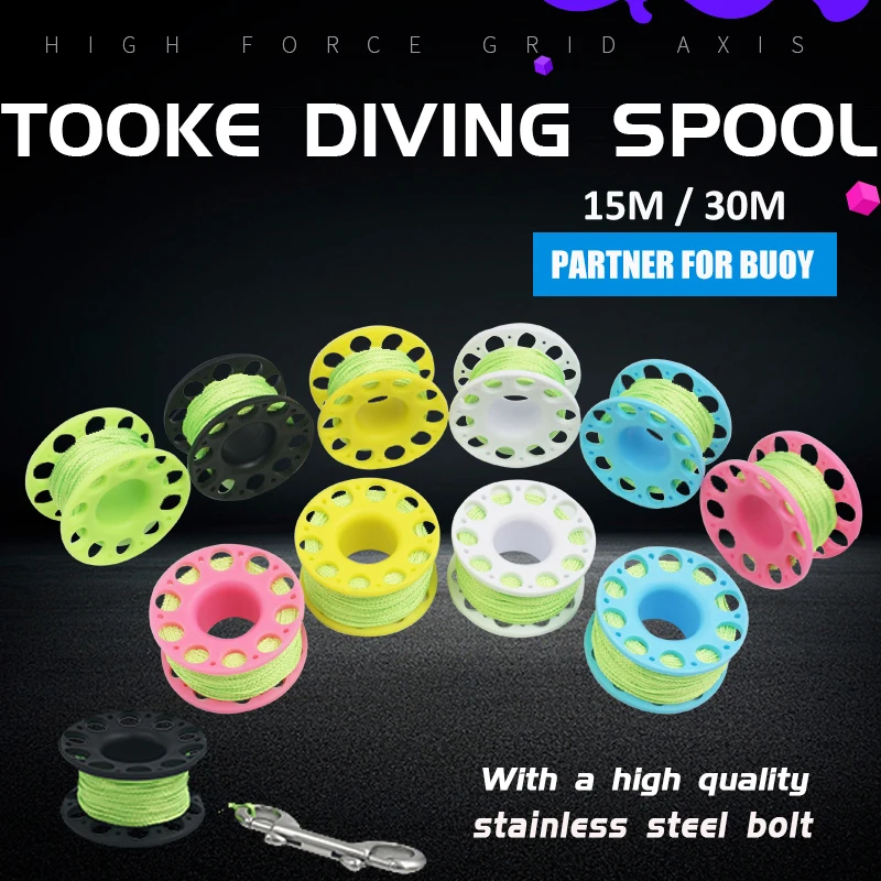 Scuba Diving Spool Finger Reel 30m with Bolt Snap Hook SMB Safe